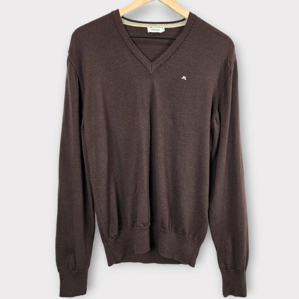 J. Lindeberg Women's Brown Merino Wool V-Neck Sweater XXL